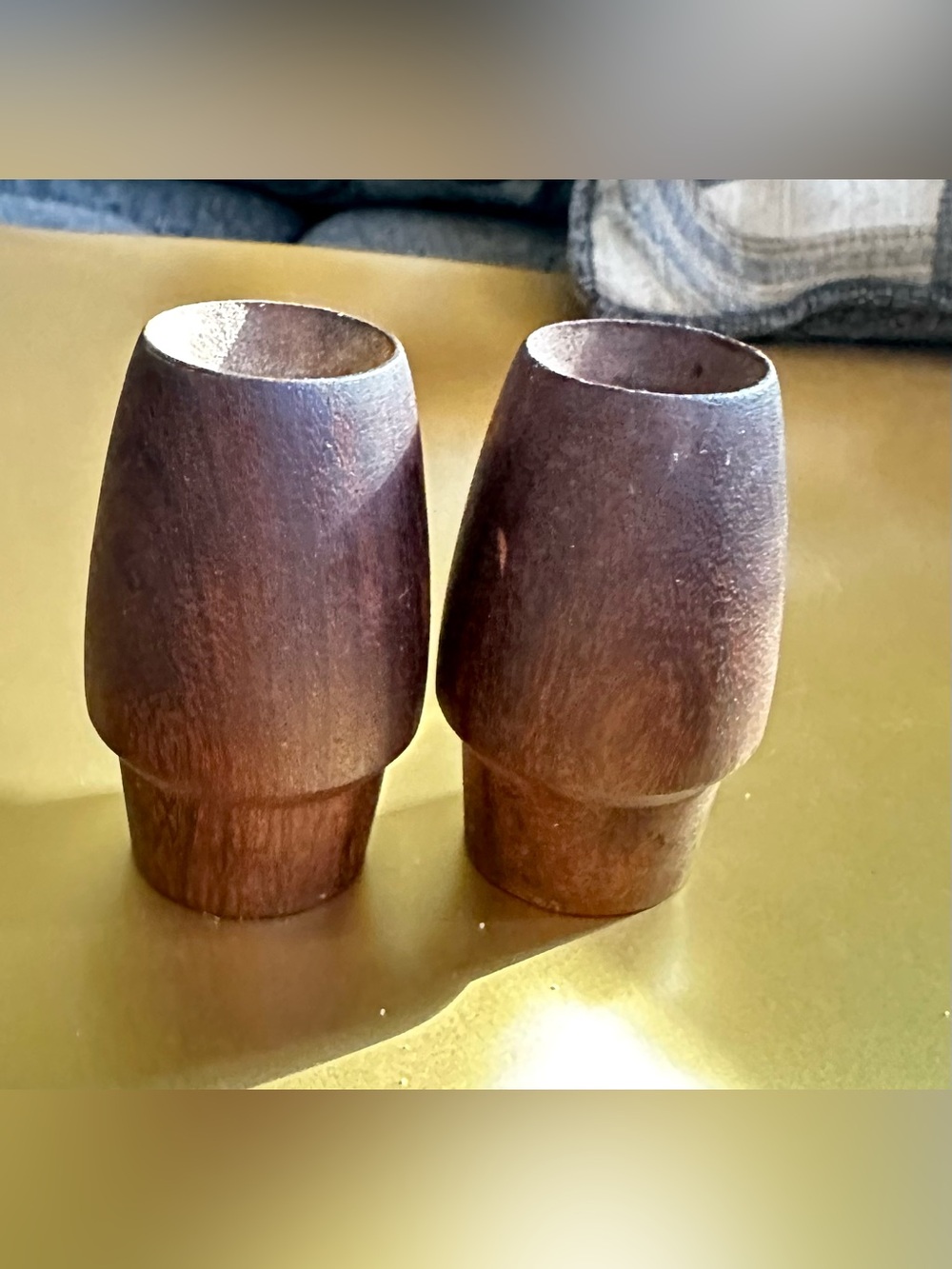 Vintage MCM Hand-Turned Wooden Salt and Pepper Shaker.
